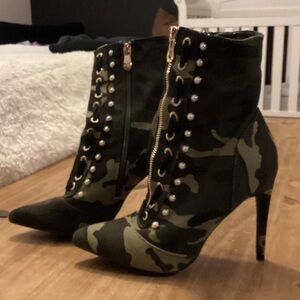 Cape Robbin Camouflage Heeled Boots with Studs